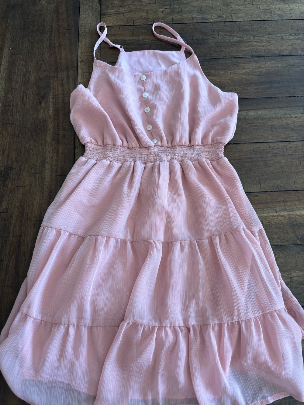 Girls Pink Tiered Sundress with Smocked Waist size XL